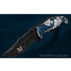 Dark Side Blades Assisted Opening Ballistic Cobra Skull Pocket Knife Blue & Silver