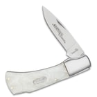 Schrade Imperial Cracked Ice Lockback Pocket Knife - Stainless Steel Blade, POM Handle Scales, Stainless Steel Bolsters