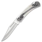 Timber Wolf Gentleman’s Pearl Pocket Knife - Lock Back, Stainless Steel Blade, Genuine Pearl Inlays, Nickel Silver Bolsters