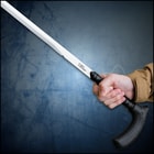 Night watchman cane sword showcasing the 1060 high carbon steel blade with nylon filled handle
