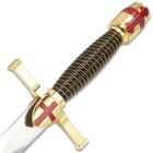 Gold Crusader Helmet Dagger And Sheath - Stainless Steel Display Blade, ABS And Metal Handle - Length 14 1/2”