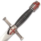 Silver Crusader Helmet Dagger And Sheath - Stainless Steel Display Blade, ABS And Metal Handle - Length 14 1/2”
