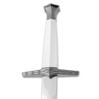 The handle is beveled ABS with a cast metal crossguard