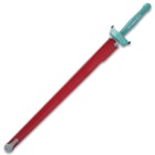 The fantasy sword in its red scabbard