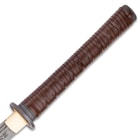 The handle is wrapped with genuine leather for grip.