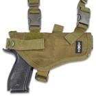 M48 OPS Universal Horizontal Shoulder Holster - Olive Drab - Fits Most Pistols / Handguns - Semiautomatic / Semi Auto, Revolvers, More - Double Mag Pouches - Padded Shoulder - Adjustable Harness 