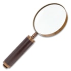 Antique Magnifying Glass With Leather Case - High-Quality Brass Construction, Genuine Leather Grip - Length 9 1/4”