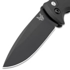 The Benchmade Black Composite Lite Automatic Knife has a has a 154CM stainless steel, drop point blade.
