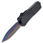 With our Carbon Fiber and Rainbow Anodized Automatic OTF Knife, you get smooth and lightning-fast action