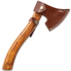 Timber Wolf Viking Axe - Rough-Hewn Carbon Steel Head, Satin Blade Edge, Curved Wooden Handle - Length 12 1/4”