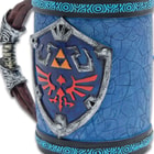 A close-up view of the sword on the side of the mug