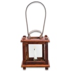Colonial Wooden Lantern - Historical Reproduction, Glass Door, Metal Hanger, Metal Hinges, Tin Accent - Height 8 1/2”