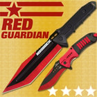 Black Legion Red Guardian Tanto Fixed Blade and Assisted Opening Pocket Knife Set - Metallic Red