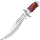 Gil Hibben Legionnaire Bowie Knife II With Leather Belt Sheath - 7Cr17 Stainless Steel Blade, Dark Brown Pakkawood Handle, Stainless Steel Guard And Pommel