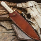 Timber Rattler Ivory Dusk Bone Handle Bowie Knife with Leather Sheath