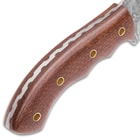 Timber Wolf Walkabout Fixed Blade Knife - Hand Forged Damascus Steel - Full Tang - Burlap Micarta - Genuine Leather Sheath - Bowie Tracker Survival Multipurpose Utility Outdoors Chop Saw - 9 3/4"