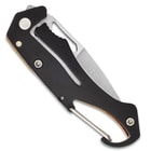 BugOut Carabiner Pocket Knife - Stainless Steel Locking Blade, Cast Aluminum And TPU Handle - Length 4 3/4”