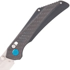The black handle is crafted of G10 with a carbon fiber onlay and heavy jimping at the end for a secure, slip-free grip