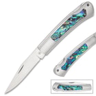 Kissing Crane Genuine Abalone And Stainless Pocket Knife