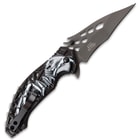 Dark Side Grey Skull Phantasm Pocket Knife - 3Cr13 Steel Blade, Aluminum Handle, Pocket Clip - 4 3/4” Closed
