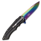 MTech Northern Lights Pocket Knife - Tini-Coated 3Cr13 Steel Blade, Aluminum Handle, Lanyard Hole, Pocket Clip - 4 1/2” Closed