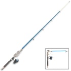 Automatic Telescoping Fishing Rod And Reel - Metal And Stainless Steel Construction, Padded Handle, Mounting Prongs - Length 8’