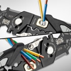 Angled image of the Clamp Multitool splitting and twisting a wire.