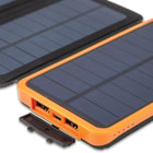 10,000 MAH Folding Solar Charger And Power Bank - USB Ports, LED Lights, Four Panels, Indicator Lights - Dimensions 3 1/4”x 6”