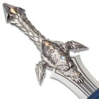 Dragon Slayer Sword - Stainless Steel Blade, Laser-Etched Design, Intricately Crafted Metal Alloy Handle, Faux Jewels - Length 29 1/4”