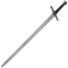 An angled view of the broadsword's blade