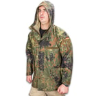 German Military Surplus Wet Weather Jacket - Flecktarn Camo - Gore-Tex - Hood, Adjustable Cuffs, Pockets - Tough yet Lightweight, Waterproof yet Breathable - Used - Hunting Fishing Outdoors Tactical