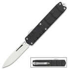 This knife has a 3 1/2" blade, T6 aluminum handle, steel pocket clip, and side loaded thumb slide.