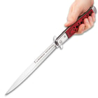 Ridge Runner Redneck Toothpick Stiletto - Stainless Steel Blade With Etch, Wooden Handle, Pocket Clip - Closed Length 7”