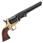 A very popular revolver for its time, the model 1851 Navy revolver was adopted by both the U.S. and British military