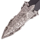 Ebony Knight Medieval Short Sword With Scabbard -  Stainless Steel Blade, Celtic Etch, Faux Ebony, Historically Inspired - Length 17 1/4"
