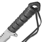 Forged Warrior Ninja Knife - High Carbon Spring Steel One-Piece Construction, Wax Rope Wrapped Handle, Lanyard Hole - Length 30”