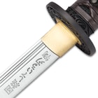 Shikoto Shikyo Handmade Katana / Samurai Sword - Hand Forged 1045 Carbon Steel; Engraved Bushido Code Kanji, Twin Fullers - Iron Tsuba, Genuine Ray Skin, Leather - Functional, Battle Ready, Full Tang