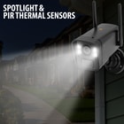 This image shows how the PIR thermal lights work to show how it records video in total darkness.