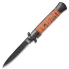 FUBAR Wooden Handle Stiletto Pocket Knife - Stonewashed Blade, Assisted Opening, Wooden Handle, Stonewashed Bolsters