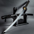 The full length of the katana's blade on display