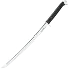 The wakizashi measures 34” and has a 1060 high carbon steel blade. 