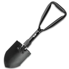 M48 Folding Entrenching Tool With Pouch - 1050 Carbon Steel Construction, Black Heat-Treated Finish - Length 18 1/4”