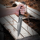 Rambo Last Blood Bowie Knife With Sheath - Officially Licensed, Stainless Steel Blade, Hardwood Handle Scales - Length 14”