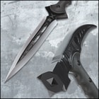 M48 tactical survival hammer and hunting spear head laying crossed showcasing sharp blade and axe head
