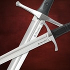 A close-up of the swords' blades