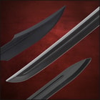 Close up image of the blades on the Training Katana Sword, Training Spartan Sword, and Training Dagger included in the Eastern Traditions Set.