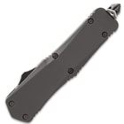 Mini Ghost Series Black Double Edge OTF Knife - Stainless Steel Blade, Metal Alloy Handle, Pocket Clip - Length 7”