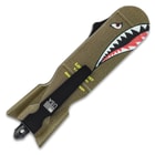 A view of the knife handle's pocket clip