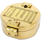 Compass In Wooden Box - High-Quality Brass Construction, Mirror Inside Lid, Specialized Instrument - Dimensions 4”X 4”X 2”