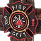 Firefighter Tribute Cross with Axes, Fire Department Seal Accents - Resin Sculpture